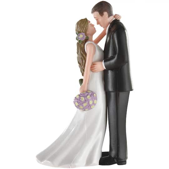 Bride and Groom with Bouquet Cake Topper, 2ct.